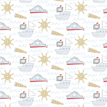 Load image into Gallery viewer, Get your little one ready for bed in style with our Pirates Long Sleeve Pajama Set! Featuring an adorable pirate ship and pirate motif design, these pajamas from Lila & Hayes are perfect for any little adventurer. Made with quality materials, your toddler will stay comfortable and snug all night long.