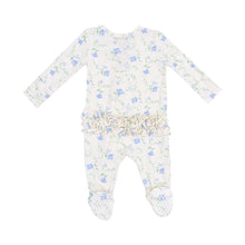 Load image into Gallery viewer, Wrap your little one in luxury with our Infant Girls Sweet Vine Ruffle 2 Way Zipper Footie from Angel Dear. Made from 100% bamboo, this footie offers ultimate comfort and breathability. The 2 way zipper makes for easy diaper changes and the adorable floral print with ruffle back adds a touch of sweetness. Keep your baby cozy and stylish!