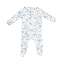 Load image into Gallery viewer, Dress your little one in the Baby Veronical Floral Peter Pan Zipper Footie by Angel Dear, featuring a charming vintage floral print and a timeless Peter Pan collar. Crafted from soft, breathable bamboo fabric, this footie ensures gentle comfort all day and night. The convenient two-way zipper makes diaper changes quick and easy, perfect for busy parents. Combining classic style with practical design, this footie is an ideal choice for your baby’s wardrobe.