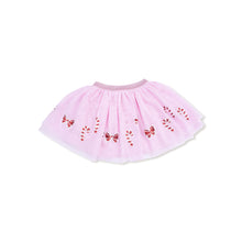 Load image into Gallery viewer, Add a touch of festive fun to your little one’s wardrobe with the Candy Canes Tutu Skirt from Angel Dear. This playful pink tutu is accented with sparkling sequined candy canes, making it perfect for holiday celebrations. Pair it with the matching Candy Canes Ruffle Shoulder French Terry Sweatshirt for an adorable, coordinated look that’s both stylish and comfortable. 