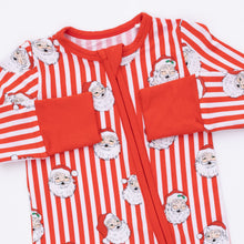 Load image into Gallery viewer, Embrace timeless holiday charm with this Vintage Santa Stripe Convertible Romper from Angel Dear. Crafted in soft bamboo fabric, this classic red and white striped design captures nostalgic Christmas spirit while offering comfort for growing infants. The convertible design adapts to your baby's needs, making it perfect for cozy season styling or layering year-round. Gentle bamboo construction ensures breathable wear for all-day comfort.