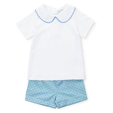 Load image into Gallery viewer, This Field Short Set from Lila & Hayes is the perfect choice for your toddler son this Easter and Spring season. Made with a classic Hampton Plaid design, this set can be worn together for a more dressed up look or separately for a casual yet stylish vibe. Dressing your little one has never been easier.