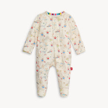 Load image into Gallery viewer, Introducing Furry Field Day Footie Pajamas for infants! These cozy pajamas feature adorable animals playing sports, perfect for your little one. Made by Magnetic Me, they are also easy to put on and take off, making late night diaper changes a breeze. Stay comfy and cute with Furry Field Day Footie Pajamas.