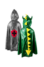 Load image into Gallery viewer, Reversible Dragon/Knight Hooded Cape