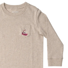 Load image into Gallery viewer, Let your boys embrace the great outdoors in style with this Boys Long Sleeve Cotton T-shirt - Canoe Retriever featuring a canoe scene under a starry sky-a nod to classic outdoor family traditions. This comfortable boys' tee is perfect for everyday play, cool weather adventures, or cozy weekend lounging. This adventure inspired t-shirt is perfect for camp, school, and outdoor play.