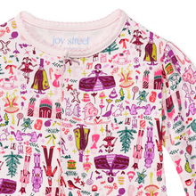 Load image into Gallery viewer, Explore our Nutcracker Christmas print dress and transport to a world of Yuletide fantasy filled with sugar plum ferries, battling mice, Mother Ginger, Uncle Drosselmeyer, Claira and her Nutcracker Prince! This print will bring nostalgic memories of Christmases past and inspire bedtime stories and sweet dreams of sugar plums and Christmas tidings all season long.