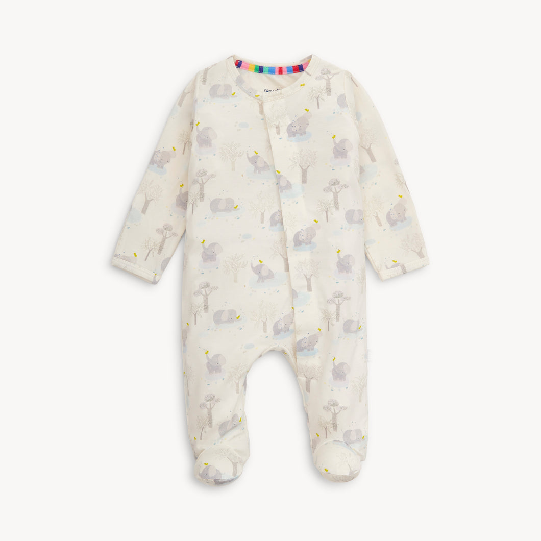 Introducing the Big Love Elephant Pajama Footie from Magnetic Me! Made with soft modal fabric and convenient magnets for easy changes. Cute elephant and chick pattern for any gender. Keep your little one cozy and comfortable with this adorable footie.