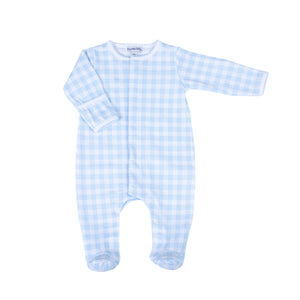 Keep your little one cozy and comfortable in our Baby Blue Checks Infant Footie Pajamas! Made with a soft blue and white checkered pattern, these footie pajamas are perfect for snuggles and sleep. From playtime to bedtime, keep your baby stylish and cozy with Magnolia Baby.