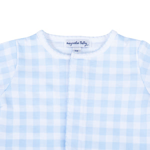 Keep your little one cozy and comfortable in our Baby Blue Checks Infant Footie Pajamas! Made with a soft blue and white checkered pattern, these footie pajamas are perfect for snuggles and sleep. From playtime to bedtime, keep your baby stylish and cozy with Magnolia Baby.