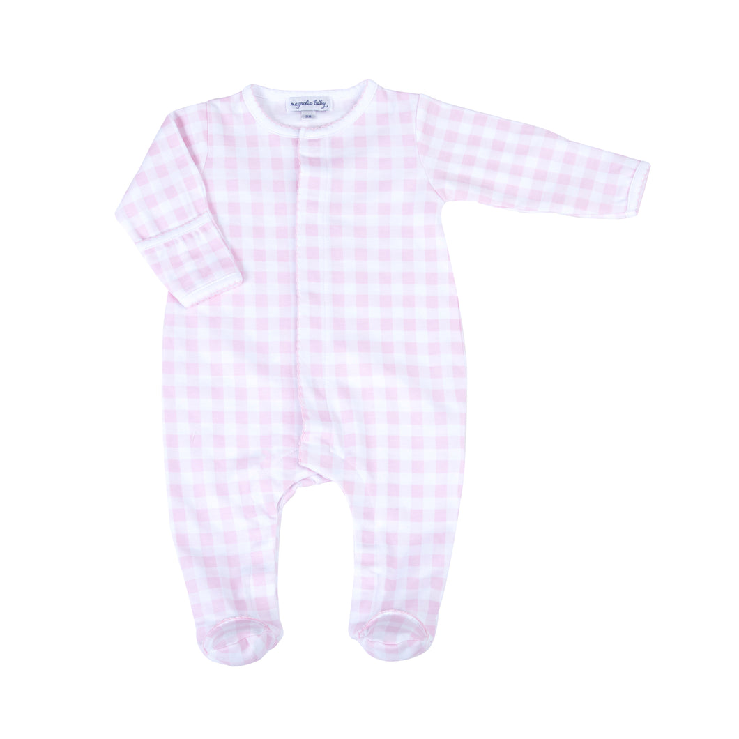 Keep your little one cozy and comfortable in our Baby Pink Checks Infant Footie Pajamas! Made with a soft pink and white checkered pattern, these footie pajamas are perfect for snuggles and sleep. From playtime to bedtime, keep your baby stylish and cozy with Magnolia Baby.
