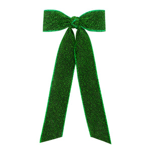 Get ready to add some sparkle to your holiday look with our Medium Sparkle Glimmer Bowtie with Tail! This medium size green bowtie features a festive Christmas glitter design, perfect for spreading some holiday cheer. Made by Wee Ones, this bowtie with a tail will add a touch of charm to any outfit.