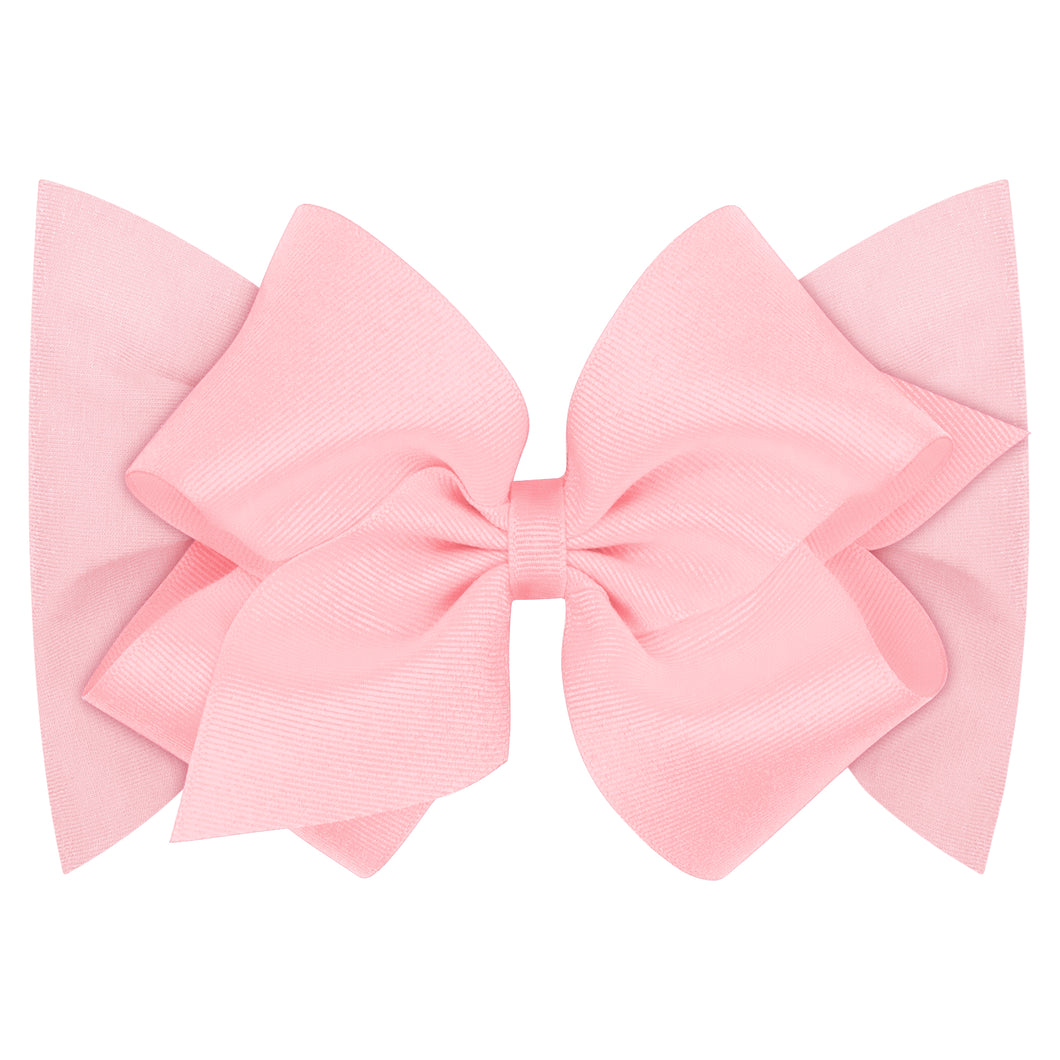 Light Pink King Grosgrain Bow on Cotton Jersey Baby Headband