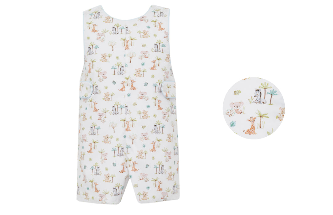 Experience wild adventures with your little one in our Infant Boys Safari Print Jon Jon from Petit Bebe! This classic design showcases adorable zoo animals, making it perfect for outdoor playdates and animal lovers. Get yours now and let the fun begin!