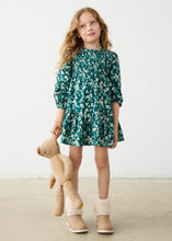 Load image into Gallery viewer, Girls Floral Tiered Velvet Dress
