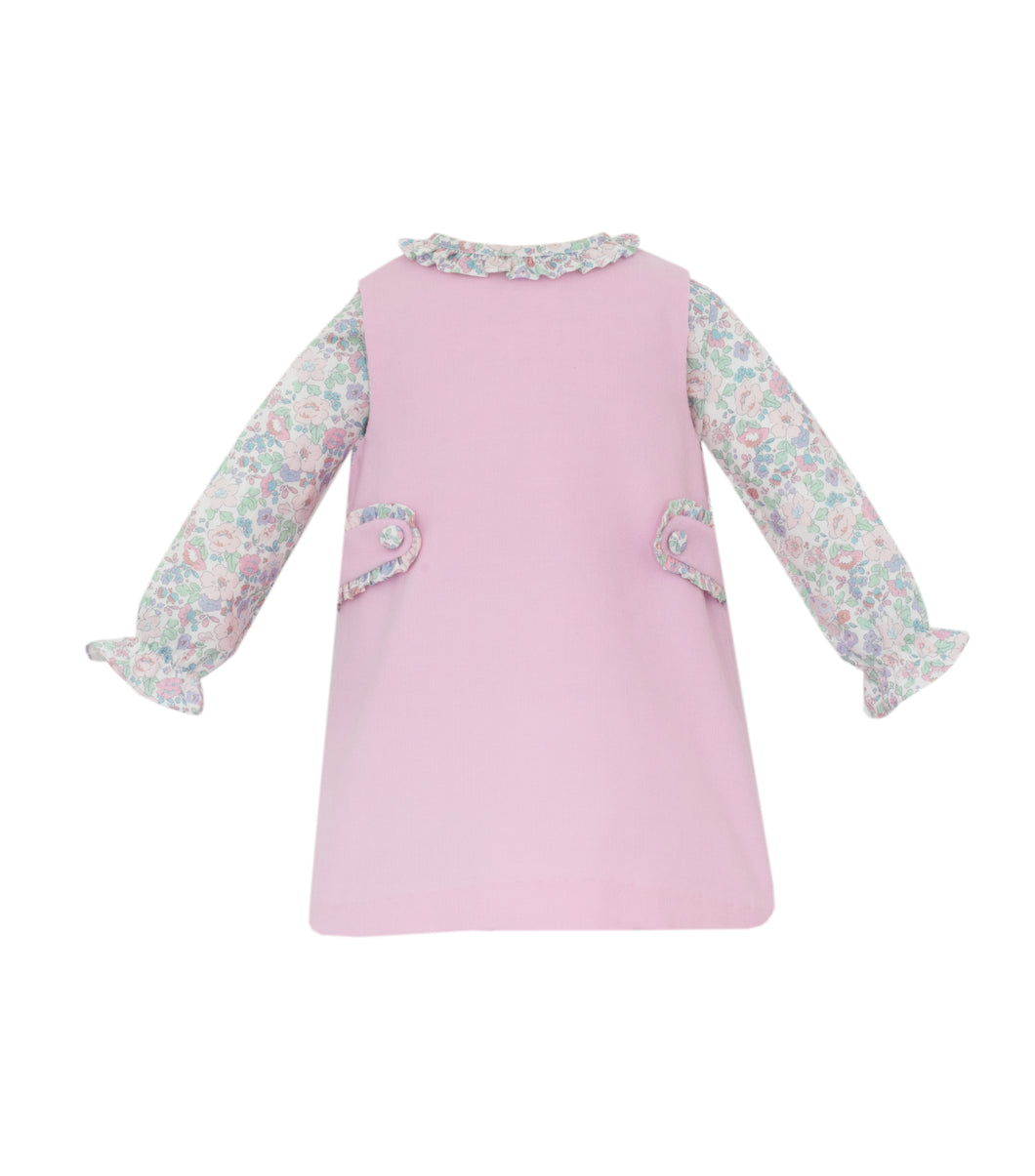 Girls Pink Corduroy Jumper & Blouse