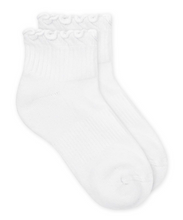 Load image into Gallery viewer, Jefferies Socks girl&#39;s solid color ankle quarter socks are a must-have for everyday wear. Features include ruffle ripple lace edge trim, ribbed stay-up quarter ankle, cotton rich and nylon blend, sensory friendly seamless smooth toe, half cushion foot, and arch support. Wear with athletic sport shoes, sneakers, tennis shoes, slides, sandals, boots, booties, clogs, and more. Perfect for dressing up or down, school, sports, outdoors, active wear, fashion novelty outfits, holidays, birthdays, stocking stuffers
