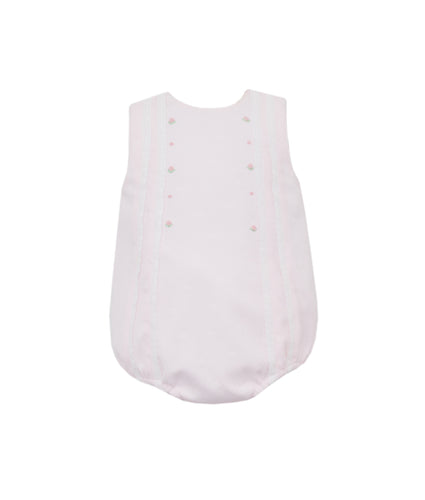 Introducing the perfect spring outfit for your little princess! Our Girl's Swiss Eyelet Pink Bubble from Anavini features a soft pink pique material adorned with elegant swiss eyelet and rosette details. The perfect combination of beauty and comfort for your infant girl.