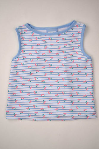 This adorable Girls Cherry Printed Tank Top by Funtasia Too! is the perfect addition to any spring and summer wardrobe. With its playful cherry print and stylish blue accents, your little girl will feel bright and stylish all day long. Made with high quality materials for lasting comfort and fashion-forward appeal.