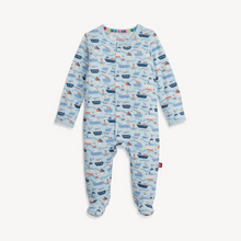 Load image into Gallery viewer, Infant Forever and All-Waves Footie Pajamas from Magnetic Me combine comfort and convenience for your little one. Featuring quick, quiet magnetic closures, these pajamas make dressing and nighttime changes effortless. Crafted from eco-friendly TENCEL™ modal, they offer a silky soft, breathable feel that’s gentle on sensitive skin. With natural temperature-regulating properties, they keep your baby warm in winter and cool in summer, ensuring cozy comfort all year long. A must-have essential for every parent 
