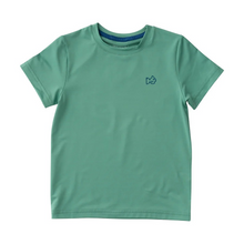Load image into Gallery viewer, It&#39;s no secret that PRODOH Kids Pro Performance Short Sleeve Fishing T-shirt in Green Spruce with Boy and his Lab Puppy artwork sells out super fast! With custom artwork on the back of each performance t-shirt it&#39;s no wonder PRODOH tees are a favorite with toddlers, kids, and youth boys and girls. Fabric is UV protective, fast drying, pill-resistant and soft on the skin!! Available in sizes 6 month-youth large 12/14.

UPF 50+ 90% Polyester 10% Lycra
Fast Drying
Pill Resistant
Machine Washable
Designed in th
