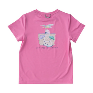 It's no secret that PRODOH Girls Pro Performance Short Sleeve Fishing T-shirt in Fuchsia Pink with Beach Lifeguard artwork sells out super fast! With custom artwork on the back of each performance t-shirt it's no wonder PRODOH tees are a favorite with toddlers, kids, and youth boys and girls. Fabric is UV protective, fast drying, pill-resistant and soft on the skin!! Available in sizes 6 month-youth large 12/14.

UPF 50+ 90% Polyester 10% Lycra
Fast Drying
Pill Resistant
Machine Washable
Designed in the USA