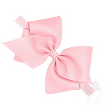 Load image into Gallery viewer, Wee Ones Mini king classic grosgrain bow is now perfect for baby after adding it to this matching soft elastic band. Available in light pink and white.
