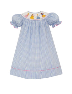 Smocked Blue Gingham Princess Dress