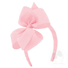 Load image into Gallery viewer, The perfect everyday headband, this 3/4&quot; tapered headband is topped off with a matching Small King grosgrain hair bow for girls.&nbsp;Approximate Size: 5.5” x 4” (2.25” Ribbon)
