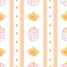 Load image into Gallery viewer, Celebrate fall’s magic with the Pumpkin Patch Ruffle Bubble by Trotter Street Kids! This charming infant romper wraps your little one in soft pink and orange pumpkins, finished with a sweet ruffled collar—perfect for cozy autumn days and unforgettable seasonal moments. Ready for all the fall fun!
