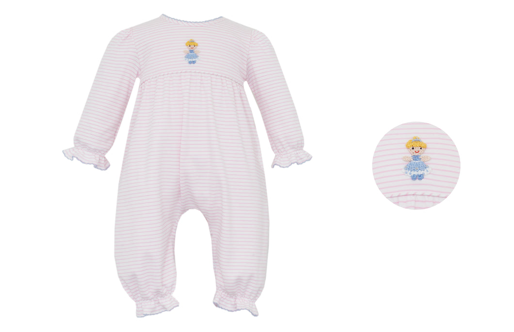 Cinderella Pink Knit Stripe Long Romper