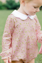 Load image into Gallery viewer, Wrap your little girl in the charm of autumn with the Pink Petal Bubble by The Proper Peony. Its delicate pink floral print and soft white petal float collar create an enchanting look that’s as cozy as it is beautiful!
