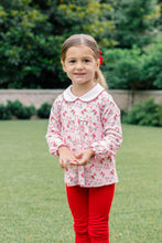 Load image into Gallery viewer, The Proper Peony’s Zinnia Blooms Tunic Set brings radiant red zinnias to life on a soft, light pink knit tunic paired with vibrant red leggings. Designed for infant girls, this set blends comfort and festive charm, making winter holidays unforgettable and effortlessly joyful!
