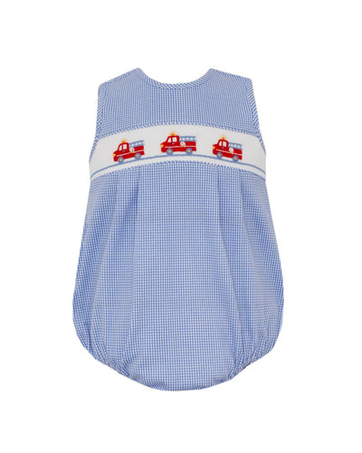 Introducing the Infant Boy's Firetruck Sunbubble by Petit Babe! Featuring blue and white gingham knit and adorable firetruck stitching, this sunbubble is perfect for keeping your little one cool and stylish. A must-have for any future firefighter in training!
