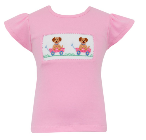 The Pink Knit Puppy Tee by Anavini is a must-have for any fashion-forward child! Made with high-quality pink knit fabric, this shirt features an adorable puppy smocking design! Give your child a stylish and comfortable outfit with this charming tee!