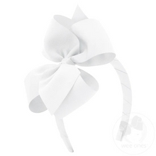Load image into Gallery viewer, The perfect everyday headband, this 3/4&quot; tapered headband is topped off with a matching Small King grosgrain hair bow for girls.&nbsp;Approximate Size: 5.5” x 4” (2.25” Ribbon)
