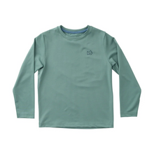 Load image into Gallery viewer, Let your little explorer embrace An Outdoor Tradition in this Kid&#39;s Pro Performance Long Sleeve T-shirt in Green Spruce with Turkey Gobbler. Whether he&#39;s heading out for a day of turkey scouting or simply playing outside, this kids performance t-shirt is built for adventure. Featuring an eye-catching hand-painted turkey graphic on the back, making it a favorite for photos and everyday wear. A must have for moms looking for quality outdoor kids wear.
