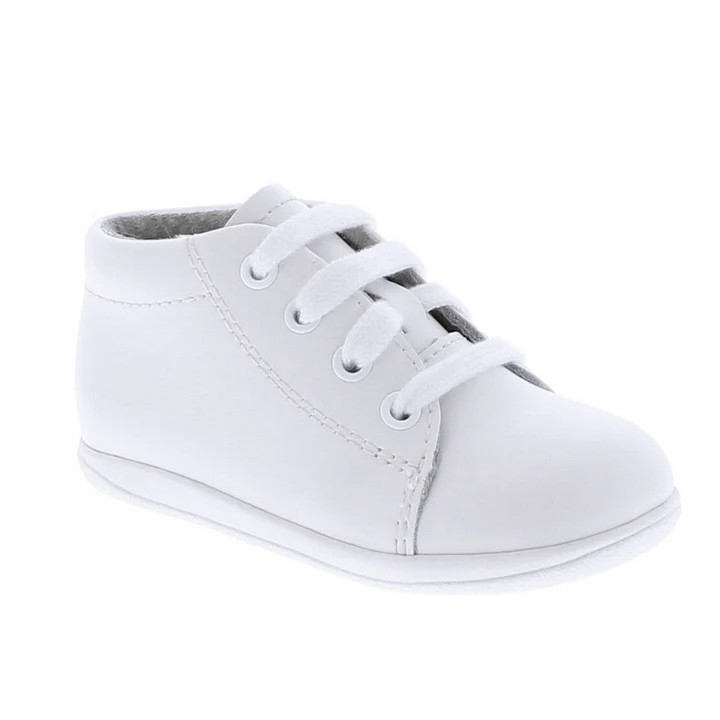Custom Fit System – Removable, dual insoles in Medium and Wide provided for customized fitting.
Roomy Toe Box – Allows tiny toes room to breathe and splay naturally during walking, enhancing balance and reducing rubbing, friction, and moisture.
Arch Support – Shoe last and insole designed to provide proper arch support for developing feet.
High-quarter design provides maximum support and stability for first-walkers.
Firm Heel Counter – Provides stable lateral support for new and confident walkers alike, imp