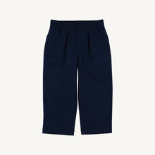 Load image into Gallery viewer, The Prepletic Sheffield Pants in Nantucket Navy by The Beaufort Bonnet Company blend timeless style with performance fabric, offering comfort and durability for your little one. The classic silhouette and signature stork detail elevate every outfit, perfect for any occasion from playtime to special moments!
