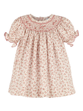 Load image into Gallery viewer, This delightful fall-inspired dress showcases a vintage-like floral pattern that&#39;s just perfect for your little princess! With adorable puffy short sleeves, intricate smocking details, and a charming design, the Mulberry floral dress will have your tiny fashionista twirling with joy all season long.

