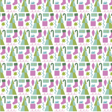Load image into Gallery viewer, Keep her cozy and stylish this holiday with the Sophie Girls&#39; Lounge Short Set in Mod Holiday Pink by Lila &amp; Hayes. This two-piece set features a long-sleeve top paired with comfortable shorts, designed for relaxed yet vibrant loungewear. The fun retro-inspired print adds a playful touch, making it perfect for festive gatherings or cozy days at home. Let her shine this season with a look that’s as cheerful as it is comfortable.
