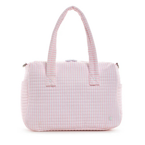Fit all of your essentials with ease when you carry this perfectly designed&nbsp;Stroller&nbsp;Bag that can be worn as a tote, crossbody, or it can be Velcro onto your stroller.&nbsp; Crafted in a water repellant material, this versatile bag features enough space to hold bottles, blankets, and toys for you and your baby. Built with interior pockets to hold essentials, 2 exterior side slip pockets for bottles, removable straps and is machine washable.