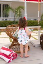 Load image into Gallery viewer, The Branham Bubble in Biltmore Blooms with Buckhead Blue, Richmond Red, and Worth Avenue White Eyelet is blooming with color and charm and is absolutely perfect for every spring and summer occasion! The stunning Biltmore Blooms print paired with sweet eyelet details makes this bubble ideal for vacations, picnics, play dates, and all of your summer festivities. This bubble is a warm weather wardrobe essential!
