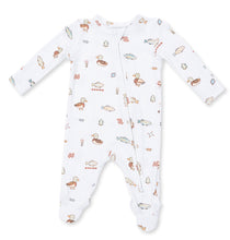 Load image into Gallery viewer, Angel Dear’s Lake Cuties 2 Way Zipper Footie wraps your little one in cozy comfort and playful charm. Adorned with adorable lake animals and vibrant stripes, it’s perfect for adventurous infants, blending warmth and style for every outdoor family moment.

