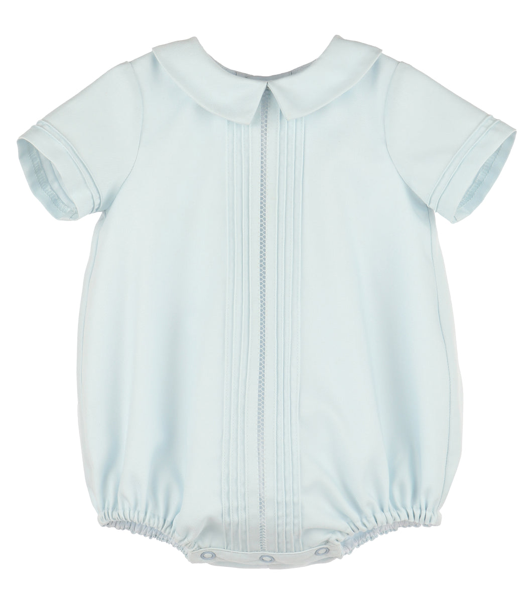 Dress your little one in timeless charm with the Infant Boys Pintucks Bubble from Luli & Me. Featuring delicate pintuck detailing down the front and a classic Peter Pan collar, this blue bubble offers effortless style and comfort. Perfect for special occasions or everyday wear, it combines traditional design with soft, breathable fabric to keep your baby cozy and looking adorable. Elevate your infant’s wardrobe with this classic piece that’s as practical as it is stylish.