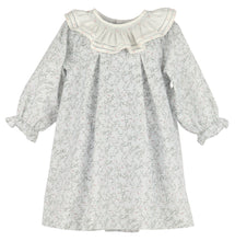 Load image into Gallery viewer, Dress your little one in timeless charm with the Willow Floral Smocked Float Dress by Luli &amp; Me. Designed for infants and toddlers, this classic float dress features a delicate floral print and an embroidered ruffled collar that adds sweet sophistication. Long sleeves provide gentle coverage, while back buttons offer an adorable finishing touch. Perfect for special occasions or everyday elegance, this dress combines comfort and style effortlessly.
