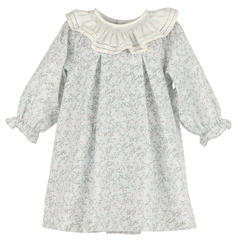 Dress your little one in timeless charm with the Willow Floral Smocked Float Dress by Luli & Me. Designed for infants and toddlers, this classic float dress features a delicate floral print and an embroidered ruffled collar that adds sweet sophistication. Long sleeves provide gentle coverage, while back buttons offer an adorable finishing touch. Perfect for special occasions or everyday elegance, this dress combines comfort and style effortlessly.