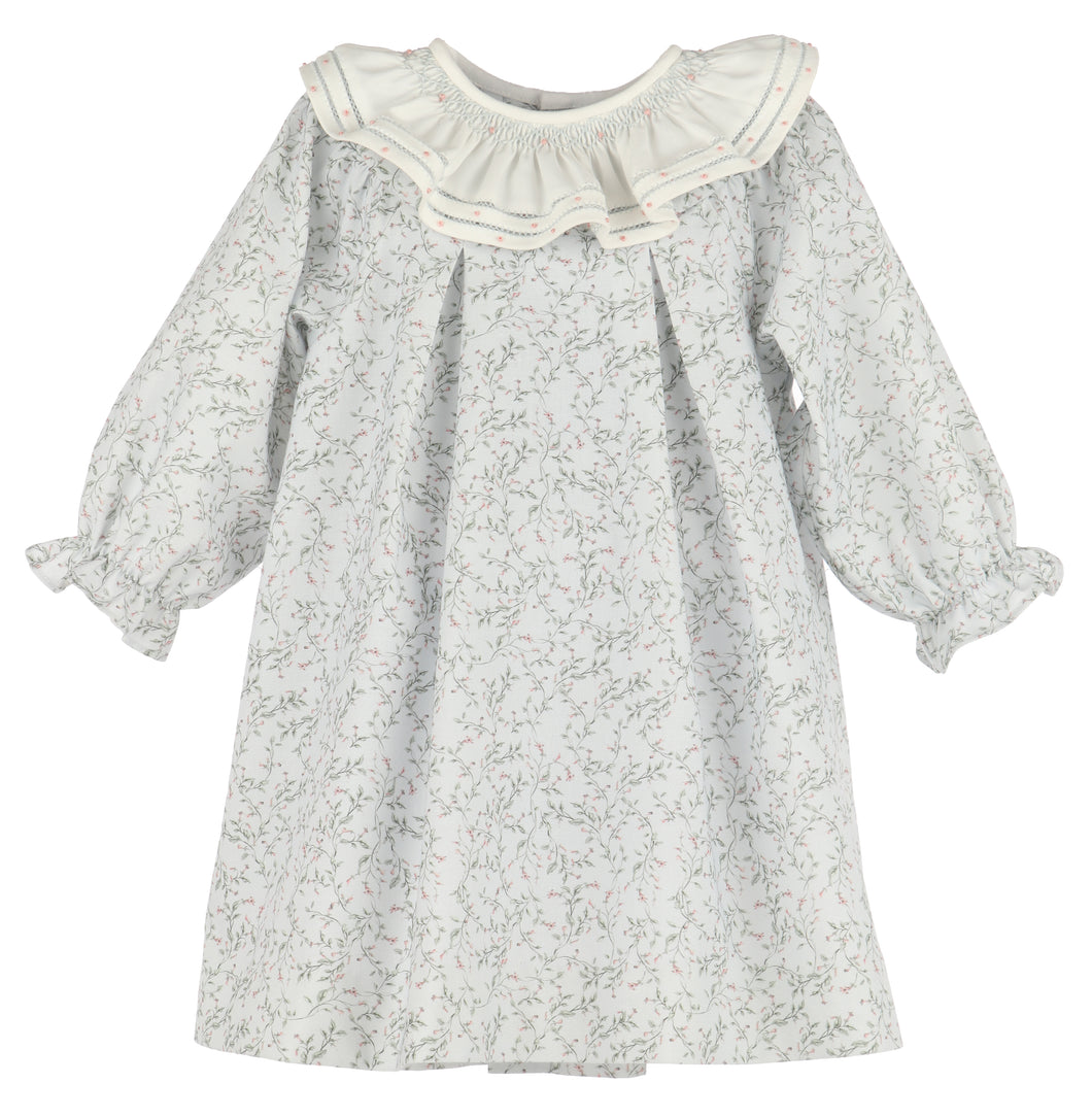 Dress your little one in timeless charm with the Willow Floral Smocked Float Dress by Luli & Me. Designed for infants and toddlers, this classic float dress features a delicate floral print and an embroidered ruffled collar that adds sweet sophistication. Long sleeves provide gentle coverage, while back buttons offer an adorable finishing touch. Perfect for special occasions or everyday elegance, this dress combines comfort and style effortlessly.
