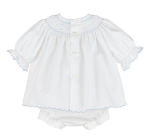 Infant Girl's Classic Embroidery Bishop Dress- Blue