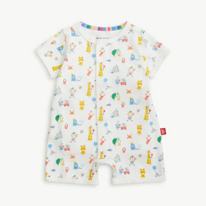 With a swift click of the signature magnets, this Seaside Sand Squad short sleeve romper opens and closes oh-so easily down the front. a must-have for when it's warm out, the softest organic cotton and thoughtful design give it the comfiest fit.
GOTS certified organic cotton: grown without pesticides &amp; free of harsh chemicals.
SewSafe™ magnetic closures down the front make for easy dressing &amp; changing.
easy care, machine wash.
