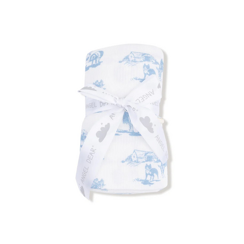 The Farm Toile Blue Ribbed Swaddle Blanket by Angel Dear is crafted from ultra-soft modal fabric, matching the cozy feel of the coordinating footie. Its gentle texture provides comfort and warmth, making it an ideal swaddle for your baby’s delicate skin. Perfect as a thoughtful gift, this blanket offers both style and functionality, helping your little one rest peacefully in a soothing wrap. Make every moment snug and special with this beautifully designed swaddle